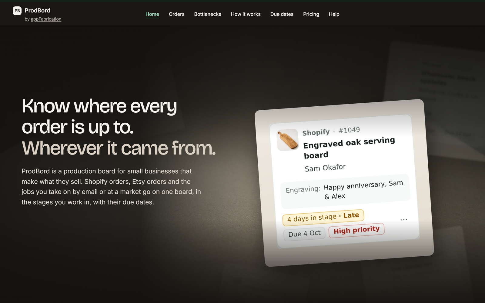 The ProdBord website with product information and clear navigation